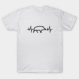 Wild boar heartbeat grandpa hunter chasing ECG fox T-Shirt